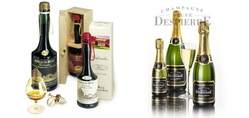 Verpackung / Etikette Chateau du Breuil und Champagner Despierre